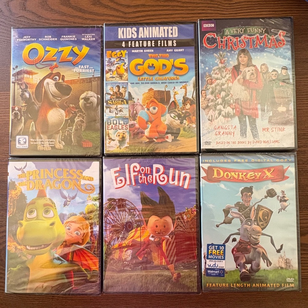 Mixed Lot Animated Kids Family Movies 6 DVD Bundle New Sealed Ozzy Donkey X Elf
